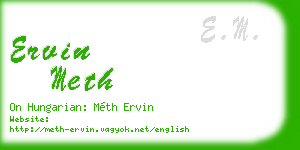 ervin meth business card